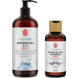 Vican Wise Men Spicy Shower Gel 3in1 500ml + Spicy Beard & Hair Shampoo 200ml
