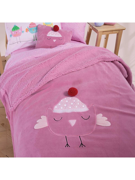 Nef-Nef Παιδική Κουβέρτα Fleece Tweet So Sweet-Lovely 130x180 Φούξια