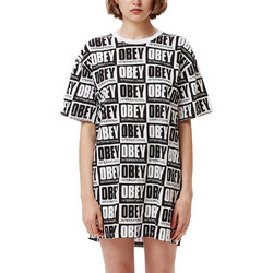 Obey Mini Καλοκαιρινό Καθημερινό Φόρεμα Λευκό Μαύρο 401500329-BKWT