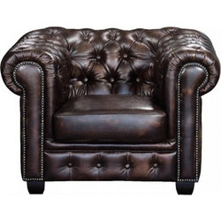 Woodwell Πολυθρόνα Δερμάτινη Καφέ CHESTERFIELD 689 Ε9574,1
