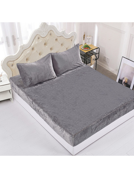Silk Fashion Σεντόνι Υπέρδιπλο με Λάστιχο 160x200+35 Fleece Light Grey