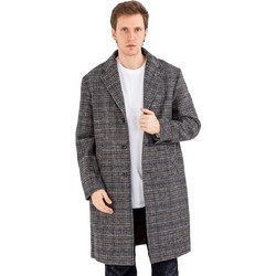 Scotch & Soda Ανδρικό Παλτό Μακρύ Μάλλινο Καρό με Επένδυση Ανθρακί 174388