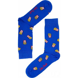 John Frank Ανδρικές Κάλτσες Ψηλές με Σχέδια Royal Blue JFLSF19W28