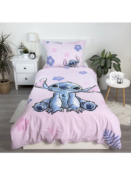 Disney Lilo & Stitch Blooming Σετ Παιδική Παπλωματοθήκη Μονή Βαμβακερή 140x200 Ροζ