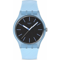 Swatch Biosourced Ανδρικό Ρολόι με Γαλάζιο Καουτσούκ Λουράκι SO29L101