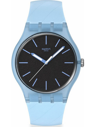 Swatch Biosourced Ανδρικό Ρολόι με Γαλάζιο Καουτσούκ Λουράκι SO29L101