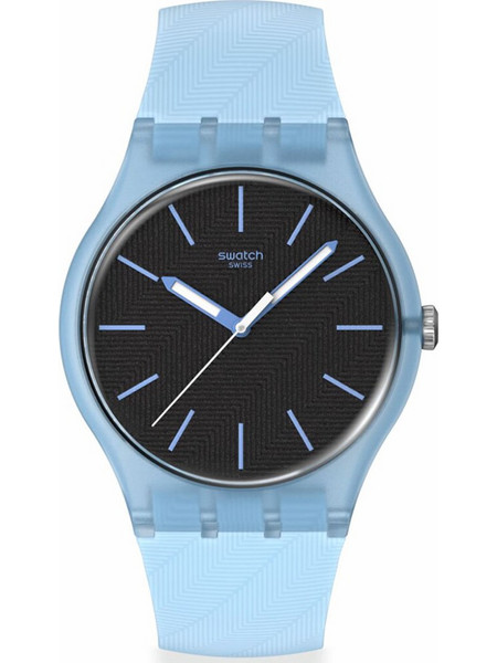 Swatch Biosourced Ανδρικό Ρολόι με Γαλάζιο Καουτσούκ Λουράκι SO29L101