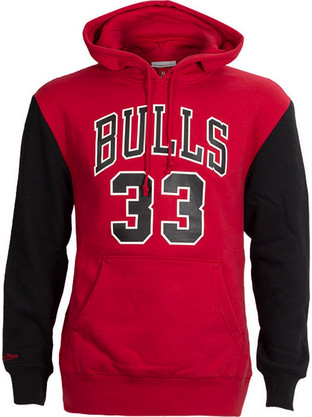 Mitchell & Ness Bulls 33 Ανδρικό Αθλητικό Φούτερ με Κουκούλα Κόκκινο FNNP3417-CBU96SPIRDBK