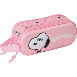 Safta Snoopy Κασετίνα Βαρελάκι με 2 Θήκες Ροζ 822544512