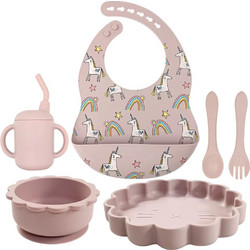 Giggles and Co Βρεφικό Σετ Φαγητού Σιλικόνης Unicorns Pink 6τμχ