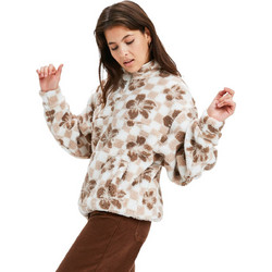 Roxy Jive Talking Bonded Γυναικείο Φούτερ Fleece με Τσέπες Εκρού ERJPF03208-WBS5