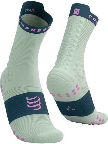 Compressport V4.0 Trail Ανδρικές Κάλτσες Ψηλές με Σχέδια Πράσινο Mint XU00048B-5142