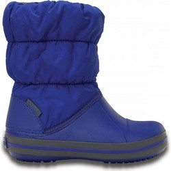 Crocs Παιδικές Μπότες Χιονιού Royal Blue Αδιάβροχες με Γούνα 14613-4BH