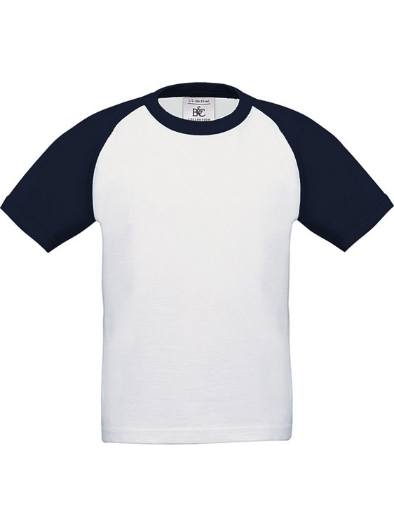 B&C Collection Παιδικό T-Shirt Κοντομάνικο Λευκό Navy Μπλε TK350205