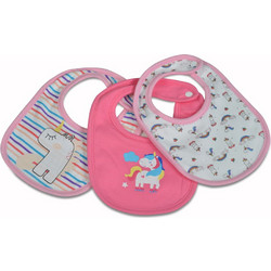 Cangaroo Magic Bib Kay Unicorn Σετ Σαλιάρες από 100% Βαμβάκι με Αυτοκόλλητο Λευκή Ροζ 3τμχ