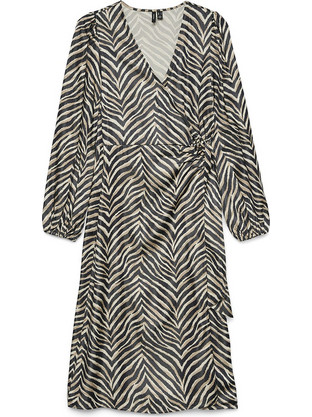 Vero Moda Sonya Mini Καλοκαιρινό Καθημερινό Φόρεμα Κρουαζέ Μεταξωτό Μαύρο 10337398