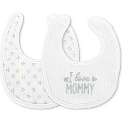 Lorelli I Love Mummy Σετ Σαλιάρες Υφασμάτινες με Αυτοκόλλητο Λευκές 2τμχ