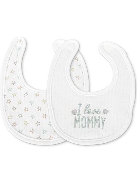 Lorelli I Love Mummy Σετ Σαλιάρες Υφασμάτινες με Αυτοκόλλητο Λευκές 2τμχ