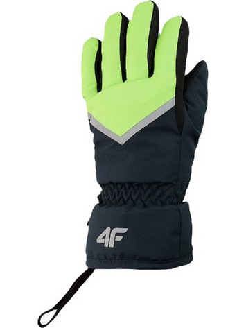 4F 4FJAW23AFGLM094-45N Αδιάβροχα Παιδικά Γάντια Σκι & Snowboard Lime Μαύρα