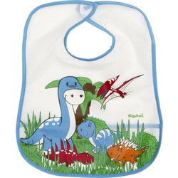 Playshoes Dino Αδιάβροχη Σαλιάρα Πλαστική με Αυτοκόλλητο & Τσέπη Λευκή Γαλάζια