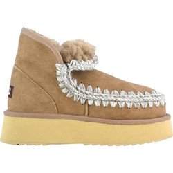 Mou Mini Eskimo Γυναικεία Μποτάκια Πλατφόρμα Suede Μπεζ με Γούνα MUFW681000A-DKST