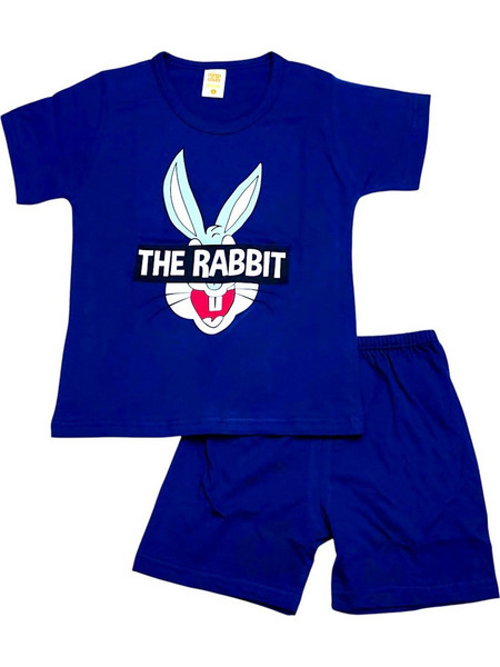 Nina Club The Rabbit Παιδική Πιτζάμα Βαμβακερή Καλοκαιρινή Royal Blue 155-25