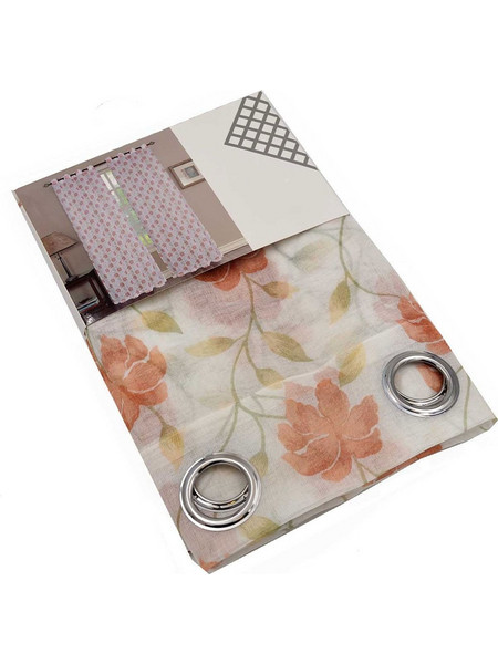 Sidirela Κουρτίνα Floral με Τρουκς 140x260 Doris E-3688/F Λευκή