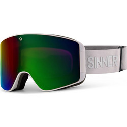 Sinner Aura SIGO-200-30A-28 Μάσκα Σκι & Snowboard Ενηλίκων Λευκή με Φακό Καθρέπτη Πράσινο