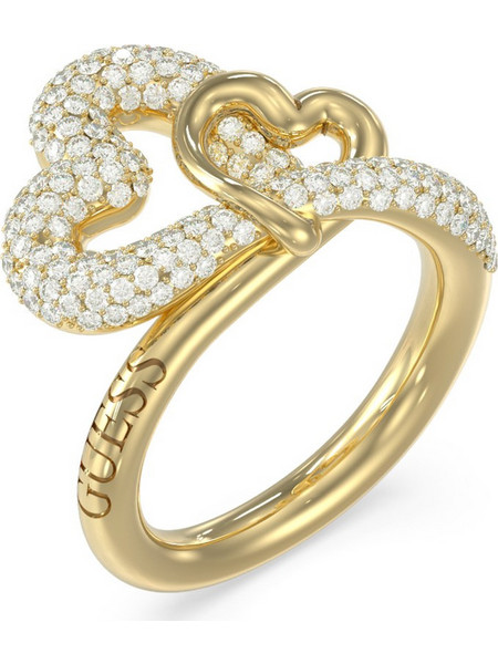 Guess Γυναικείο Δαχτυλίδι Καρδιά από Ασήμι 925 Xρυσό με Ζιργκόν UBR06055JWYG