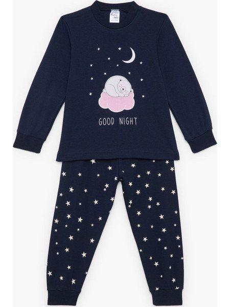 Pretty Baby Παιδική Πιτζάμα Βαμβακερή Χειμωνιάτικη Navy Μπλε 69214