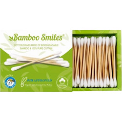 Bamboo Smiles Μπατονέτες Βαμβακερές Bamboo Βιοδιασπώμενες Μπεζ 100τμχ