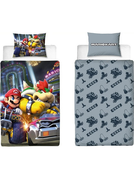 Halantex Mario Kart Σετ Παιδική Παπλωματοθήκη Μονή Βαμβακερή 140x200 Γκρι