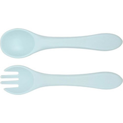 QueenMother Soft Bites Turquoise Σετ Βρεφικό Πιρούνι & Κουτάλι Σιλικόνης 6m+ Γαλάζιο 2τμχ