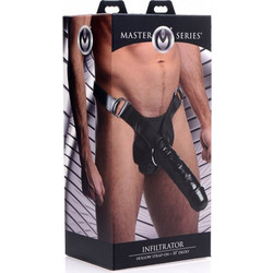 Master Series Infiltrator Harness Strap On με Dildo 26cm Μαύρο
