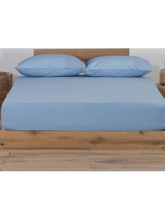 Nef-Nef Σεντόνι King Size Βαμβακερό με Λάστιχο 180x200+35 Jersey Light Blue