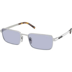 Prada PR54S 04K30X Ανδρικά Γυαλιά Ηλίου Ορθογώνια Μεταλλικά Ασημί με Μπλε Φακό