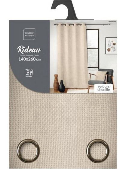 Douceur d'interieur Κουρτίνα με Τρουκς 140x260 Velvet 027.1612782 Μπεζ