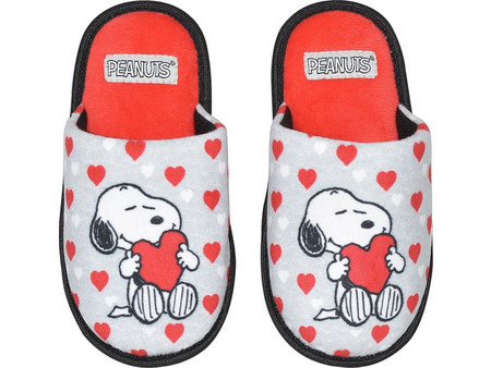 Stamion Snoopy Χειμερινές Παιδικές Παντόφλες για Κορίτσι Γκρι Κόκκινες SN93051
