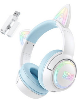 Onikuma GT838 Ασύρματα Bluetooth Ακουστικά Over Ear Λευκά Γαλάζια