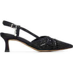 Xti Γόβες Slingback Δερμάτινες με Λεπτό Χαμηλό Τακούνι Μαύρες 145301