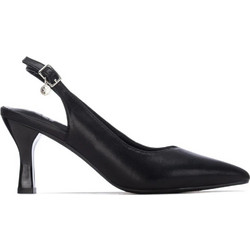 Xti Γόβες Slingback Δερμάτινες με Λεπτό Χαμηλό Τακούνι Μαύρες 145369