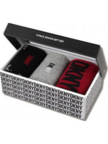 DKNY Ανδρικές Κάλτσες Ψηλές με Σχέδια Μαύρες Κόκκινες Γκρι 3Pack G5-6459-DKNY