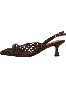 Noa Harmon Γόβες Slingback Δερμάτινες με Λεπτό Χαμηλό Τακούνι Σοκολατί 10342-55