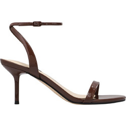 Nine West WALTZ3 Γυναικεία Πέδιλα Λουστρίνι Σοκολατί με Λεπτό Ψηλό Τακούνι 21-210