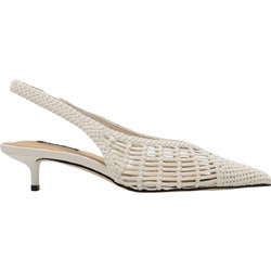 Nine West EDELA2 Γόβες Slingback Δερμάτινες με Λεπτό Χαμηλό Τακούνι Εκρού 15-150