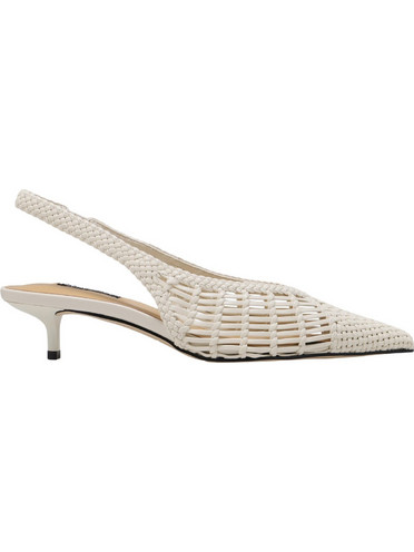 Nine West EDELA2 Γόβες Slingback Δερμάτινες με Λεπτό Χαμηλό Τακούνι Εκρού 15-150