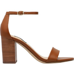 Nine West Toniann3 Γυναικεία Πέδιλα Δερμάτινα Ταμπά με Χοντρό Ψηλό Τακούνι 12-120