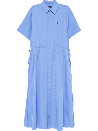 Polo Ralph Lauren Midi Καλοκαιρινό Καθημερινό Φόρεμα Σεμιζιέ Γαλάζιο 211B18195003-400