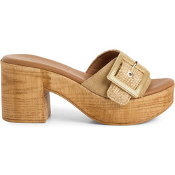 Tamaris Γυναικεία Πέδιλα Suede Μπεζ με Χοντρό Χαμηλό Τακούνι και Φιάπα 1-27208-46-402