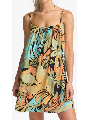 Billabong Beach Song Mini Καλοκαιρινό Καθημερινό Φόρεμα Floral Μεταξωτό Μαύρο 24O601603